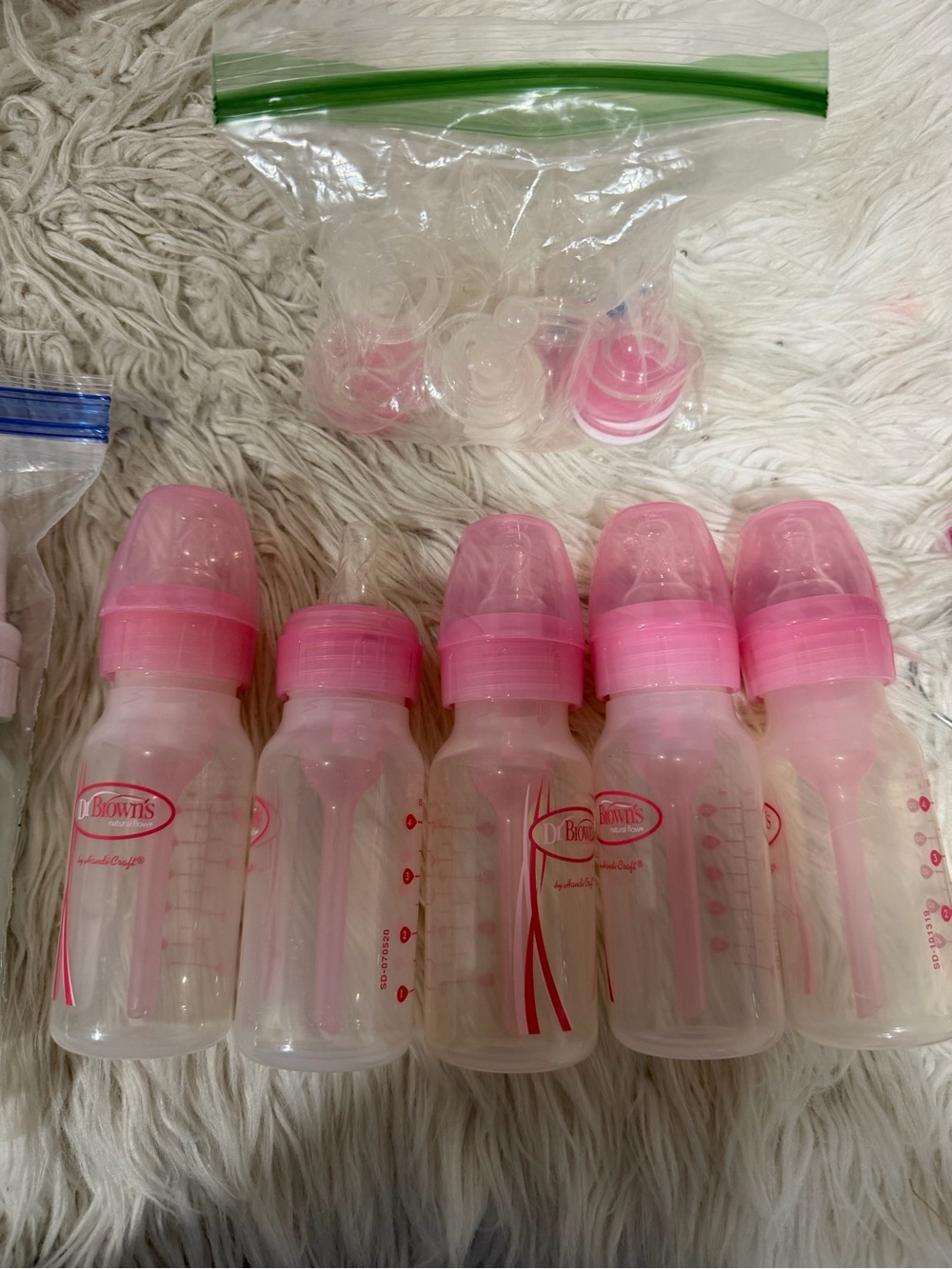 Dr. Brown's Pink & White Baby Feeding Bottles & Nipples